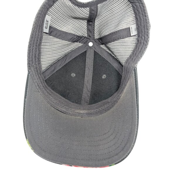 CAT Caterpillar Gray Hawaiian Print Mesh Snap Back Trucker Hat - Picture 7 of 8